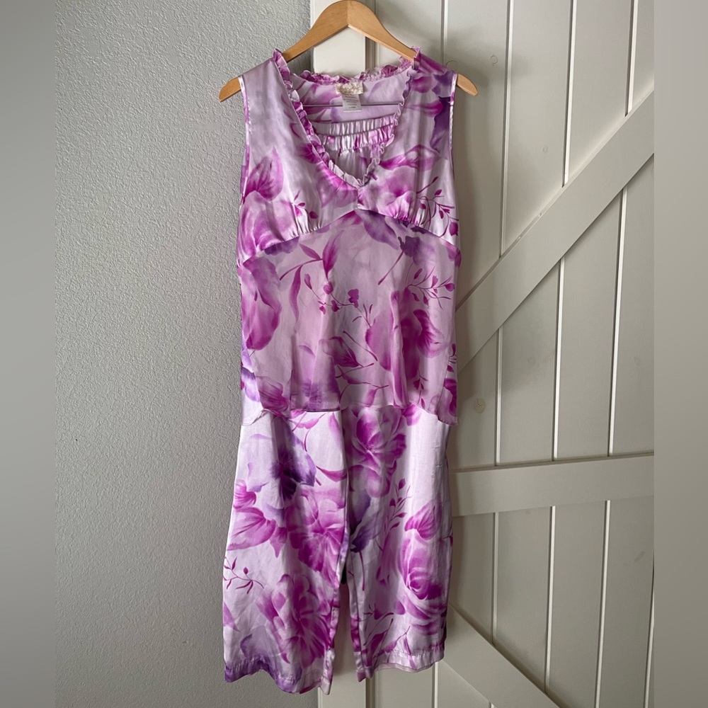 Vintage Fuschia Floral Cottage Core Pajama Set